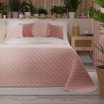 Couvre - lit velvi 220x240cm - rose poudr� � motif g�om�trique