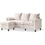 Concept - usine - coventry - canapé 3 places en tissu avec pouf beige Concept - usine - coventry - canapé 3 places en tissu avec pouf beige