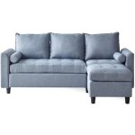 Concept - usine - coventry - canap 3 places en tissu avec pouf gris clair