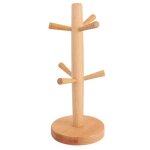 Cporte - tasses en bois avec 6 crochets - support pour tasses  caf - organiseur pour comptoir de cuisine ...