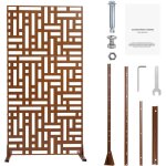 Mophorn cran de confidentialit en mtal , 47  l x 76  h, sparateur extrieur  3 panneaux, clture ...