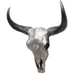Crâne décoratif 45 cm polyrésine taureau tête de taureau longhorn trophée argenté 040006600 Crâne décoratif 45 cm polyrésine taureau tête de taureau longhorn trophée argenté 040006600