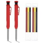 Crayon de charpentier solide, 2 pices menuiserie mcaniques crayons avec 12 mines de crayon, profond ...