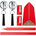 Crayons de menuiserie de 24 pi�ces 7 pouces crayons plats de construction noir dur octagonal avec porte ...