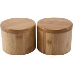 2 pi�ces bo�tes de rangement bo�te � sel en bois bo�te de rangement en bambou avec couvercle pivotant ...