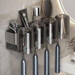 Crea - aluminum toothbrush holder bathroom wall mounted toothpaste holder makeup brush storage rack with ...