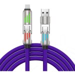 Cble usb c chubby 240 w, cble de charge 4 en 1 (2 m) avec lumire, cble de charge usb a / c vers c ...