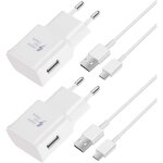 Crea - chargeur rapide 2 pices, cble de 1, 2 m, compatible avec samsung galaxy s22 s21 s20 s8 s10 s9 ...