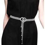 Femmes cristal strass ceinture ceinture chane scintillante avec double - crea