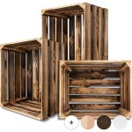 3 x caisse de rangement vintage en bois flamm� - 50 x 40 x 30 cm
