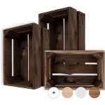 Creative deco - 3 x caisse de rangement vintage en bois weng� - 30 x 20 x 15 cm