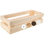 Caisse de rangement vintage en bois naturel 34 x 14 x 9 cm