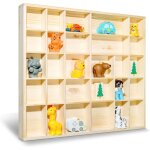 Creative deco - vitrine murale bois naturel 28 compartiments - 44, 5 x 40 x 3 cm