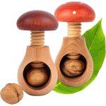 Creative home - lot de 2 casse - noix en bois - marron et rouge avec points blanc