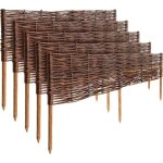 Creative home - lot de 5 bordures cl�ture de jardin en saule 100 x 30 cm