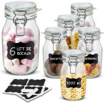 Creative home - 6 x bocaux hermtique en verre avec tiquettes et craie 1l