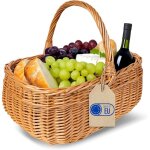 Creative home - panier de pique - nique en osier fait main naturel 36 x 26 x 31 cm