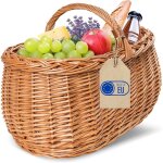 Creative home - panier de pique - nique osier fait main marron 45 x 32 x 34 cm