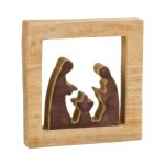 Crche de nol dco 'carre' 20cm marron