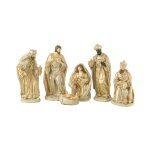 Crche de nol design '6 santons' 30cm or