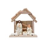Crche de nol sculpte avec 3 santons christmas