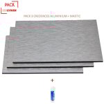 Crédences - lot de 3 - réversible - en aluminium brossé 100 x 50 x 0. 3cm + mastic - coloris - aluminum ... Crédences - lot de 3 - réversible - en aluminium brossé 100 x 50 x 0. 3cm + mastic - coloris - aluminum ...