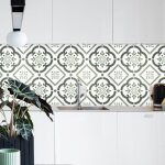 Cr�dence adh�sive carrelage olive 200 x 40 cm