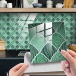 Adhesive pour cuisine brique palme hellgrn 25 pcs stickers muraux salle de bains cuisine carrelage adhesif ...