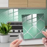Adhesive pour cuisine brique palme hellgrn 25 pcs stickers muraux salle de bains cuisine carrelage adhesif ...