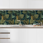 Cr�dence adh�sive cuisine - feuilles tropicales - 60x120 cm - adh�sif mat