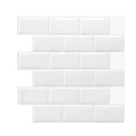 Credence adhesive pour cuisine - subway blanc, carrelage adhesif mural salle de bain 3d, lot de 6 (30, ...