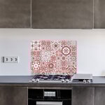 Crdence cuisine en aluminium - pose autocollante bisknight rouge, blanc et gris - 90 x 70 cm ? idal ...