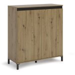 Crdence tokyo, buffet 2 tagres, 3 compartiments made in italy, 40x100x110h cm chne n?uds marron
