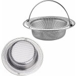 Cr�pine d'�vier de cuisine, cr�pine en 2 parties avec poign�e en acier inoxydable, �gouttoir, bouchon, ...