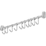Crochet barre de cuisine acier inox crochet � torchon 53cm avec 10 crochets argent