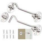 Crochet cabine 2 pi�ces, crochet fermeture porte, serrure � crochet de porte en acier inoxydable argent, ...