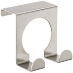 Crochet porte serviette double � suspendre, porte torchon cuisine, acier inox, 5x5 cm, mat