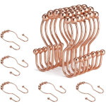 Crochets de rideau de douche, anneaux de rideau de douche, crochets doubles, 12 pi�ces (or rose)