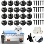 Crochet ridelle de b�che ronds inclus vis lot de 20 boutons ronds (20 pcs) pour filet remorque et bache ...