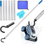 Crochet robot piscine, crochet accessoire pour robot de piscine, avec 2. 1m anche telescopique piscine, ...