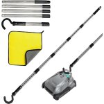 Crochet robot piscine avec manche t�lescopique acier inoxydable 185 cm (5 sections), perche piscine polyvalent ...