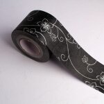 Csparkv - 1 tome frises papier peint fleurs noires et blanches 10 x 500cm moulure murale autocollant ...