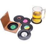 Csparkv - lot de 6 sous - verres, disque en vinyle (lp), style r�tro, antid�rapants, pour la tasse, le ...