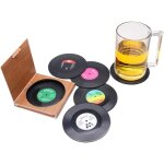 Csparkv - lot de 6 sous - verres, disque en vinyle (lp), style rtro, antidrapants, pour la tasse, le ...