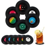 Csparkv - dessous de verre en vinyle 12 pcs sous - verres r�tro cd dessous de verre antid�rapant isolant ...