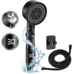 Pommeau de douche  temprature digitale, pommeau de douche economie deau haute pression, tuyau de 1. ...