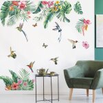 Csparkv - stickers muraux feuilles tropicale autocollant mural plantes verte tropicales fleurs oiseaux ...