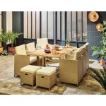 Bestmobilier - cuba ? salon de jardin encastrable en rsine tress beige - 10 places - coussins beige ...