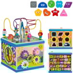 Cube d'activit en bois, design a, pour enfants ds 3 ans, avec circuit de motricit, multicolore - relaxdays ...