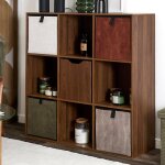 Cube de rangement pliable bois fonce 30x30cm